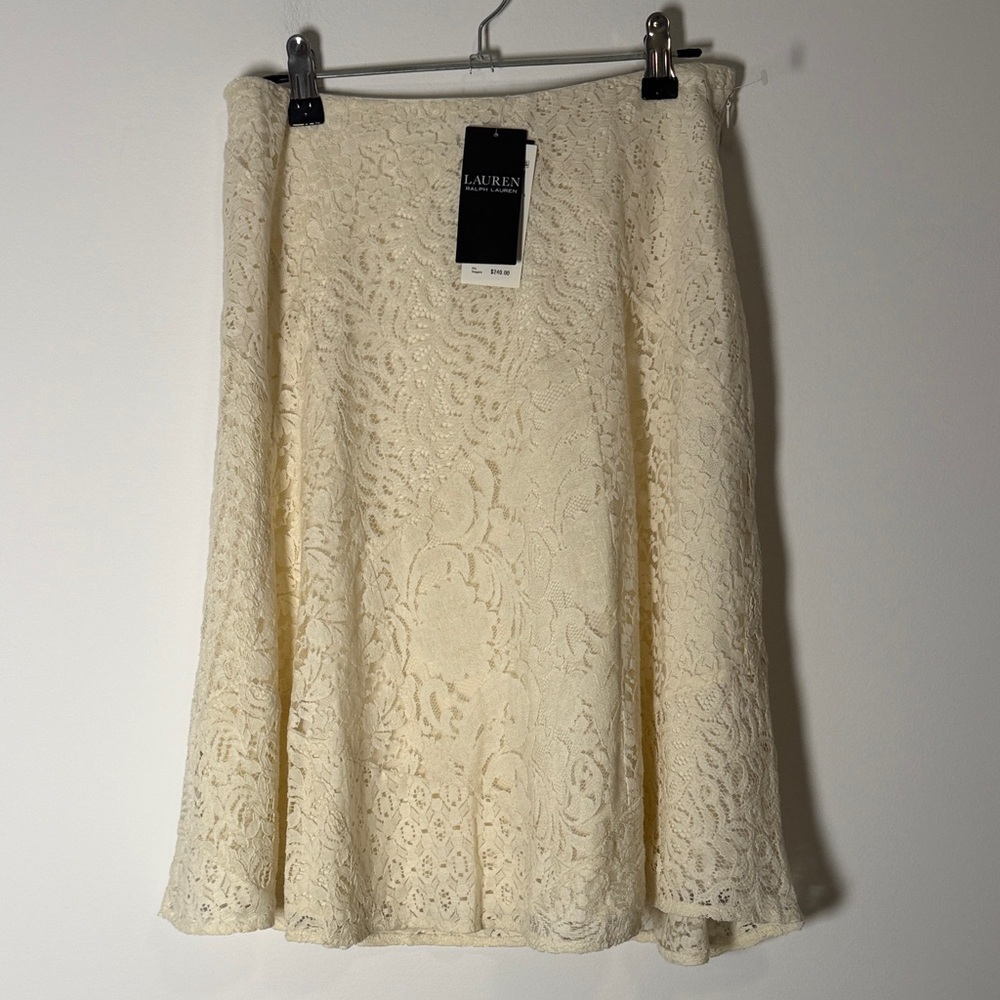 NWT Lauren Ralph Lauren Ivory Lace A-Line Skirt - Picture 1 of 9